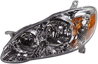 Set Of 2 Front Head Light Assembly With Chrome Interior Plastic Left Driver & Right Passenger Side Direct Replacement Compatible With 2005-2008 Toyota Corolla TO2503160 TO2502160