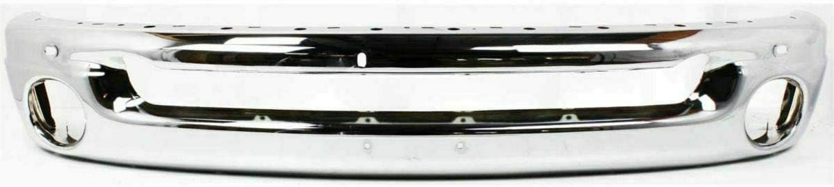 Front Bumper Chrome Steel + Upper Cover + Lower Valance + Fog Light + Molding Left Driver & Right Passenger Side Direct Replacement Compatible With 2006-2009 Dodge Ram 1500 2500 3500