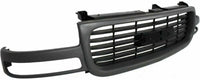 AUTOS PARTS PLUS Front Bumper Chrome + Grille + Upper Cover + Lower Valance Primed + Outer Brace Brackets Direct Replacement Compatible With 1999-2002 GMC Sierra / 2000-2006 Yukon 1500 2500