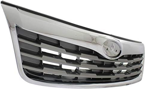 Front Grille Assembly Chrome Shell With Painted Silver Insert Plastic Direct Replacement Compatible With 2011-2013 Subaru Forester SU1200149 91121SC040