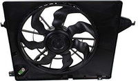 Front Radiator Cooling Fan Assembly Plastic Direct Replacement Compatible with 2010-2012 Hyundai Santa Fe / 2011-2015 Kia Sorento HY3115130 253801U201