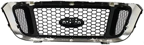 Front Grille Chrome Shell With Honeycomb Insert Plastic Direct Replacement Compatible With 2004-2005 Ford Ranger FO1200453 4L5Z8200EAA