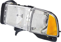 Set Of 2 Front Head Lamp Halogen With Corner Light Left Driver & Right Passenger Side Direct Replacement Compatible With 1999-2002 Dodge Ram 1500 2500 3500 55077025AC 55077025AG