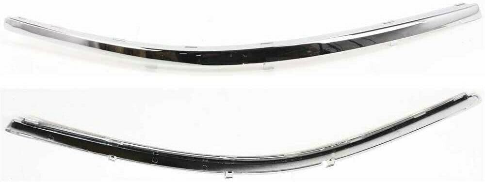 Set Of 2 Front Bumper Upper Molding Chrome Left Driver & Right Passenger Side Direct Replacement Compatible With 2001-2005 Volkswagen Passat VW1046102 VW1047102 3B08072442ZZ