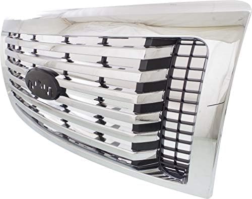 Front Grille Chrome Shell And Insert Plastic Direct Replacement Compatible With 2010-2012 Ford F-150 FO1200531 AL3Z8200C