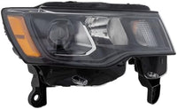 Front Head Light Assembly Halogen With Black Trim Right Passenger Side Direct Replacement Compatible With 2017-2021 Jeep Grand Cherokee CH2503309 68266646AF