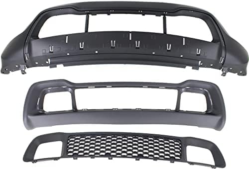 Front Bumper Lower Cover Primed + Grille & Frame Direct Replacement Compatible With 2014-2016 Jeep Grand Cherokee CH1015115 CH1036128 CH1037108 1WL30TZZAD 68141936AD 68143070AD