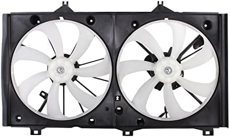 Front Radiator Dual Cooling Fan Assembly Plastic Direct Replacement Compatible with 2007-2009 Toyota Camry TO3115151 163630H010-PFM