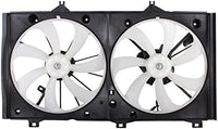 Front Radiator Dual Cooling Fan Assembly Plastic Direct Replacement Compatible with 2007-2009 Toyota Camry TO3115151 163630H010-PFM