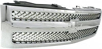 Front Grille Chrome Shell And Mesh Insert Direct Replacement Compatible With 2007-2013 Chevrolet Silverado 1500 GM1200655 22849840