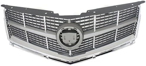 Front Grille Assembly Plastic Gray Shell and Insert Direct Replacement Compatible With 2010-2012 Cadillac SRX GM1200629 25778321