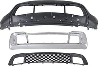 Front Bumper Lower Cover Primed + Grille & Frame Direct Replacement Compatible With 2014-2016 Jeep Grand Cherokee CH1015115 CH1036128 CH1037107 1WL30TZZAD 68141936AD 68143105AC