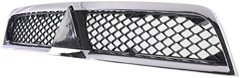 Front Grille Assembly Chrome Shell With Primed Insert Plastic Direct Replacement Compatible With 2008-2015 Mitsubishi Lancer MI1200255 7450A093