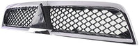 Front Grille Assembly Chrome Shell With Primed Insert Plastic Direct Replacement Compatible With 2008-2015 Mitsubishi Lancer MI1200255 7450A093
