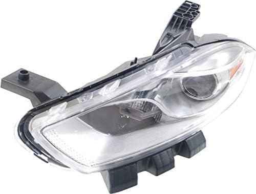 Front Head Light Assembly Halogen Chrome Interior Left Driver Side Direct Replacement Compatible With 2013-2015 Dodge Dart 68081389AL-PFM REPD100162