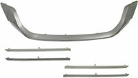 Front Bumper Upper & Lower Grille Textured + Molding + Set of 4 Trim Chrome Left Driver & Right Passenger Side Direct Replacement Compatible With 2013-2015 Honda Accord HO1036114