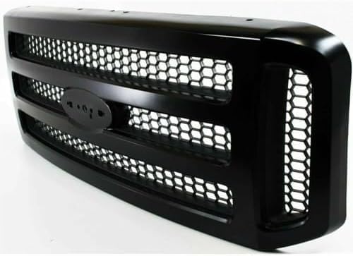 Front Grille Primed Shell And Honeycomb Insert Plastic Direct Replacement Compatible With 2005-2007 Ford F-250 F-350 Super Duty FO1200457 5C3Z8200CAD