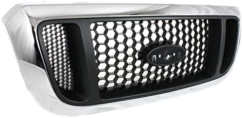 Front Grille Chrome Shell With Honeycomb Insert Plastic Direct Replacement Compatible With 2004-2005 Ford Ranger FO1200453 4L5Z8200EAA