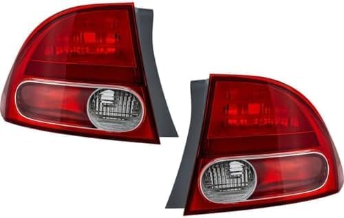 Set Of 2 Tail Light Outer Lens And Housing Right Passenger & Left Driver Side Direct Replacement Compatible With 2006-2008 Honda Civic HO2801165 HO2800166 33501SNAA02 33551SNAA02