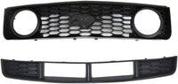 Front Bumper Upper & Lower Grille Textured Black Shell And Insert Plastic Direct Replacement Compatible With 2005-2009 Ford Mustang FO1200422 FO1036114 6R3Z8200BA 7R3Z17K945BA