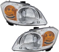 Set Of 2 Front Head Light Assembly Halogen Clear Lens With Bracket Right & Left Side Direct Replacement Compatible With 2005-2008 Chevrolet Cobalt / 2007-2009 Pontiac G5 GM2502281