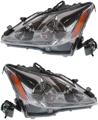 Set Of 2 Front Headlight Lens And Housing Halogen Left Driver & Right Passenger Side Direct Replacement Compatible With 2006-2008 Lexus IS250 / IS350 LX2502132 LX2503132 8113053270