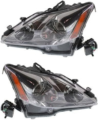 Set Of 2 Front Headlight Lens And Housing Halogen Left Driver & Right Passenger Side Direct Replacement Compatible With 2006-2008 Lexus IS250 / IS350 LX2502132 LX2503132 8113053270