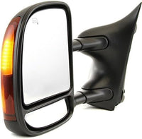 Front Power Towing Mirror Manual Folding Heated Textured Plastic Left Driver Side Direct Replacement Compatible With 1999-2007 Ford F-Series Super Duty / 2000-2005 Excursion