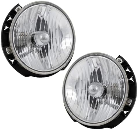 Set Of 2 Front Head Light Assembly Plastic Left Driver & Right Passenger Side Direct Replacement Compatible With 2007-2017 Jeep Wrangler / 2018 JK CH2502174 CH2503175
