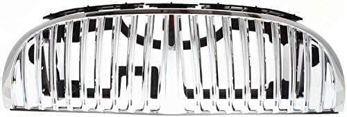 Front Grille Chrome Shell With Silver Insert Direct Replacement Compatible With 1998-2002 Lincoln Town Car FO1200349 XW1Z8200AA