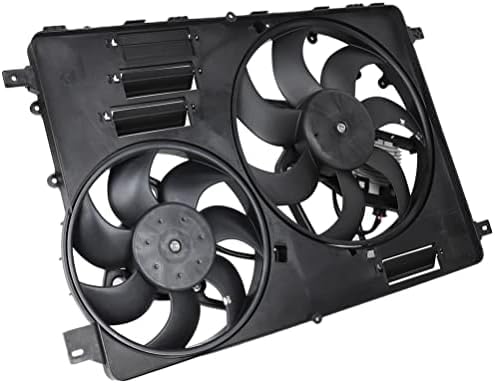 Front Radiator Dual Cooling Fan Assembly Plastic Direct Replacement Compatible with 2008-2015 Volvo S80 / 2010-2017 Volvo XC60 VO3115116 306686296 31686808