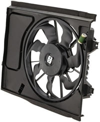 Front Radiator Fan Assembly with Resistor Direct Replacement Compatible with 2010-2013 Kia Soul KI3115134 253802K600 25380B2000