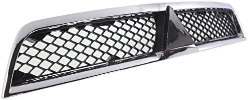 Front Grille Assembly Chrome Shell With Primed Insert Plastic Direct Replacement Compatible With 2008-2015 Mitsubishi Lancer MI1200255 7450A093