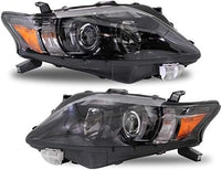 Set Of 2 Front Head Light Assembly With Black Interior Plastic Left Driver & Right Passenger Side Direct Replacement Compatible With 2010-2012 Lexus RX350 LX2503155 LX2502155
