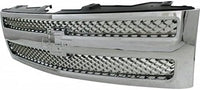 Front Grille Chrome Shell And Mesh Insert Direct Replacement Compatible With 2007-2013 Chevrolet Silverado 1500 GM1200655 22849840