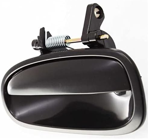 Set Of 2 Rear Exterior Door Handle Smooth Black Plastic Without Keyhole Right Passenger & Left Driver Side Direct Replacement Compatible With 1996-2000 Honda Civic HO1521101 HO1520101