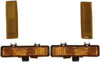 Front Bumper Chrome + Lower Valance Air Deflector + Signal Lights + Corner Lamps Lens And Housing Right & Left Side Direct Replacement Compatible With 1982-1990 GMC S15 / Chevy S10