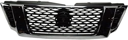 Front Grille Primed Plastic With Chrome Frame Direct Replacement Compatible With 2017-2020 Nissan Armada NI1200286 623105ZW0A