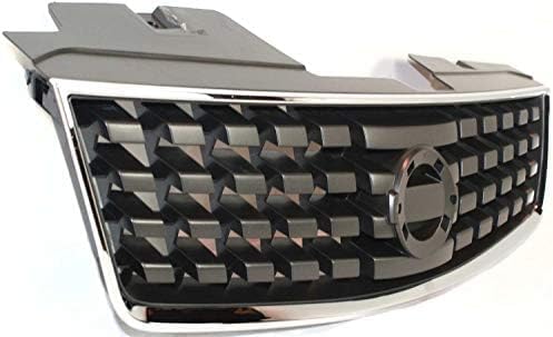 Front Grille Chrome Shell With Prime Insert Plastic Direct Replacement Compatible With 2007-2009 Nissan Sentra NI1200222 62070ET000
