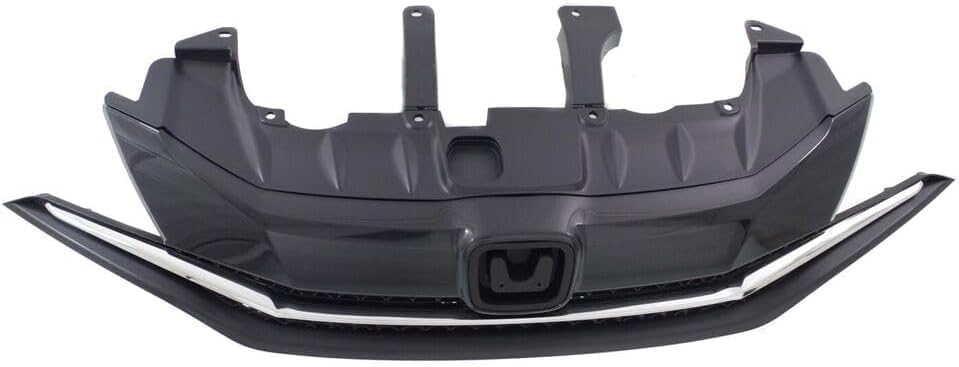 Front Grille Textured Insert With Chrome Molding Direct Replacement Compatible With 2014-2015 Honda Civic HO1200221 71120TS8A51