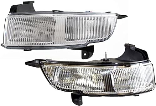 Front Bumper Cover Primed Plastic + Grille Chrome Shell and Insert + Fog Light Left Driver & Right Passenger Side Direct Replacement Compatible With 2006-2011 Cadillac DTS