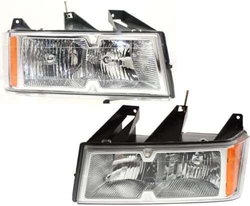 Set Of 2 Front Headlight Assembly With Chrome Interior Left Driver & Right Passenger Side Direct Replacement Compatible With 2005-2008 Chevrolet Colorado/GMC Canyon GM2502247