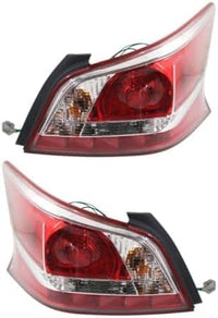 Set Of 2 Tail Light Assembly Plastic Left Driver & Right Passenger Side Direct Replacement Compatible With 2013 Nissan Altima NI2801195 NI2800195 265503TA0B 265553TA0B