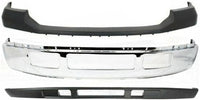 Front Bumper Chrome + Upper Cover + Lower Valance Panel + License Plate Bracket + Fog Lights Left & Right Side Direct Replacement Compatible With Ford F-Series Super Duty 2005-2007