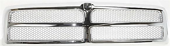 Front Bumper + Grille Chrome + Upper & lower Cover Textured + Head Lights Left And Right Side Direct Replacement Compatible With 1994-2001 Dodge Ram 1500/1994-2002 2500 3500