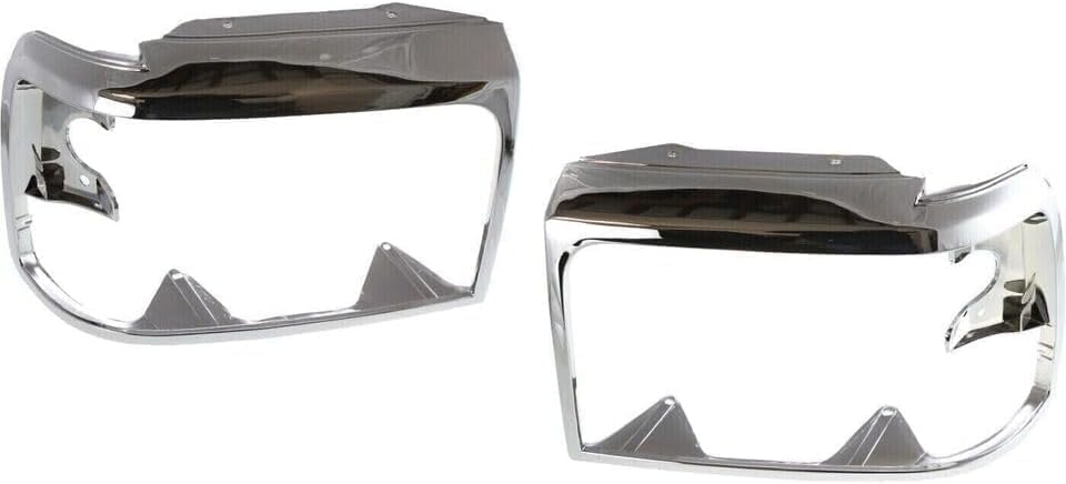 Front Bumper + Molding + Grille + Header Panel + Lower Valance + Bracket + Headlight Kit Left & Right Direct Replacement Compatible With 92-96 Ford F-150 Bronco / 92-97 F-250 F-350