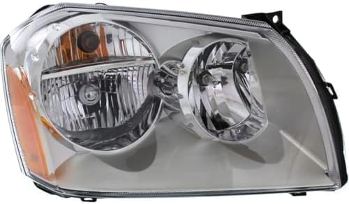 Set Of 2 Front Headlight Assembly With Chrome Interior Right Passenger & Left Driver Side Direct Replacement Compatible With 2005-2007 Dodge Magnum CH2502165 CH2503165 4806059AG-PFM