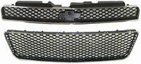 Front Bumper Upper & Lower Grille Assembly Chrome Shell With Insert Plastic Direct Replacement Compatible With 2006-2013 Chevrolet Impala / 2014-2016 Limited GM1200551 GM1036107