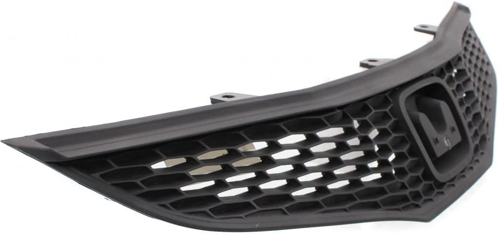 Front Bumper Cover Primed Plastic + Grille Textured + Headlights Left Driver & Right Passenger Side Direct Replacement Compatible With 2009-2014 Honda