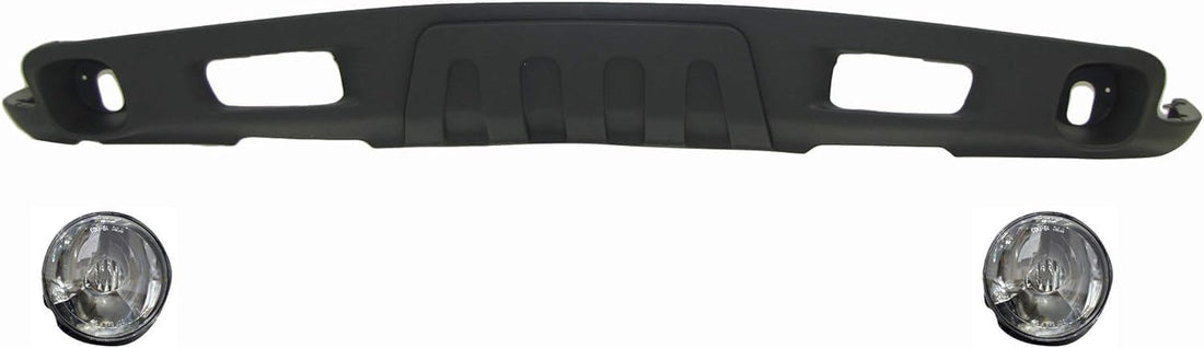 Front Lower Valance Air Deflector Textured Gray with Set of 2 Fog Lights Driver & Passenger Side Direct Replacement Compatible with 2004-2006 Chevrolet Suburban 1500/2003-2006 Tahoe